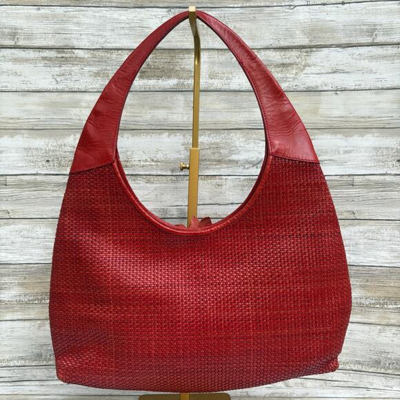 Paolo Masi Y2K Purse Hobo Bag Red Leather Woven Flower Boho Hippie Festival - Picture 3 of 16